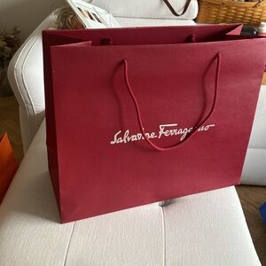 Authentic Red Salvadore Ferragamo Empty shopping bag Burgundy color 22x18x9
